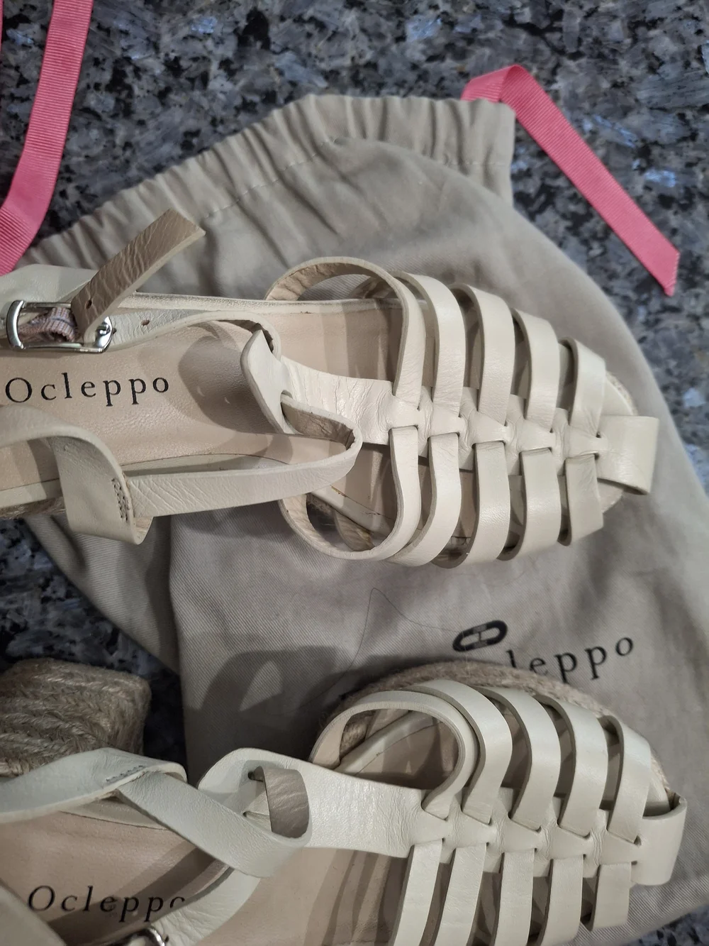 Dee Ocleppo Cream Woven Espadrille Sandals